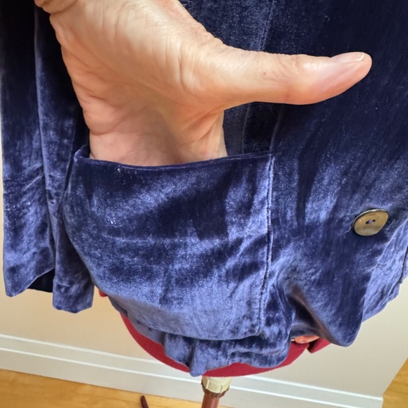 Graham & Spenser Blue Velvet 3 button Jacket Sz M - Picture 9 of 12